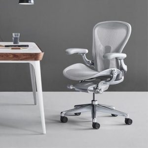 Herman Miller Aeron Chair - Mineral - Polished Aluminium Base - Size B