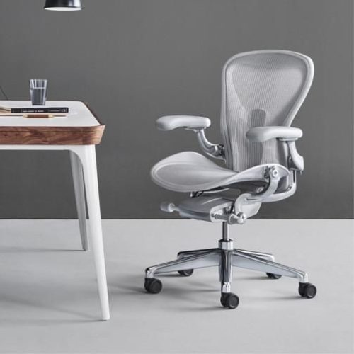 Herman Miller Aeron Chair - Mineral - Polished Aluminium Base - Size B