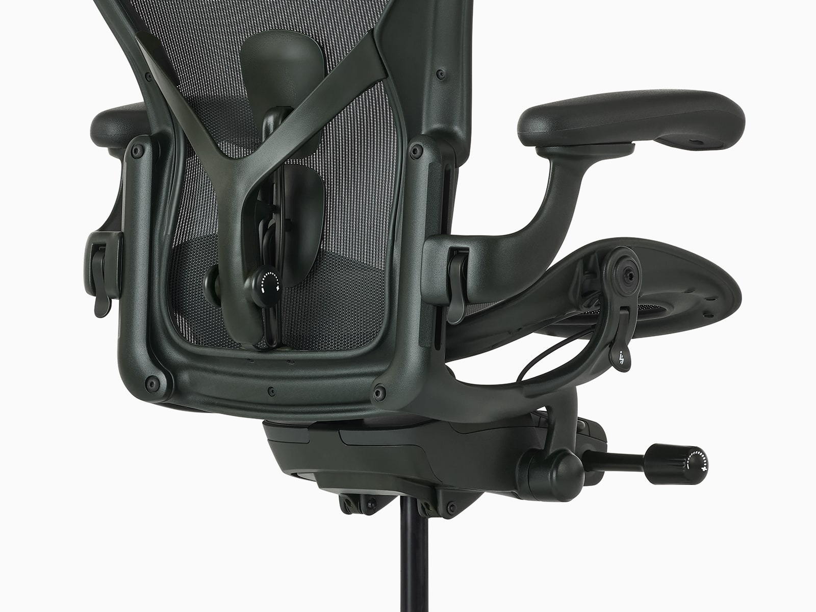 Herman Miller Aeron Chair, Graphite, close-up of the PostureFit SL lumbar support
