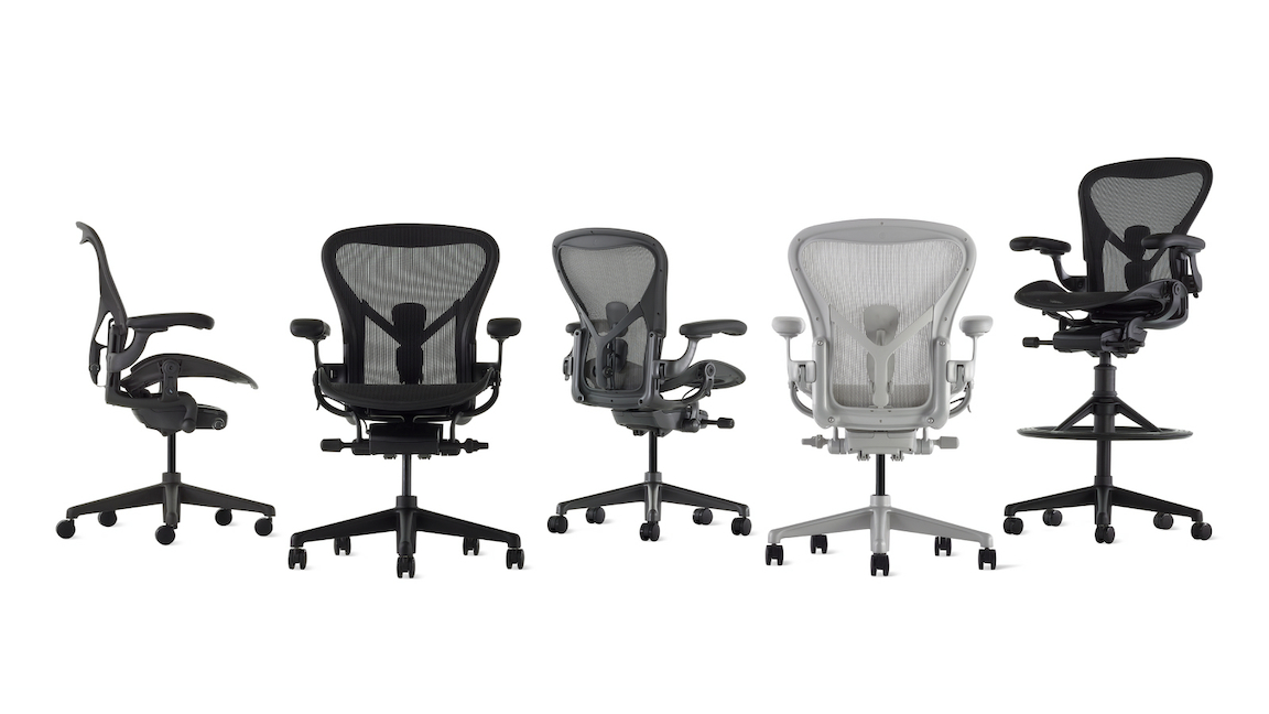 Herman Miller Aeron and Mirra 2 finish and model variations