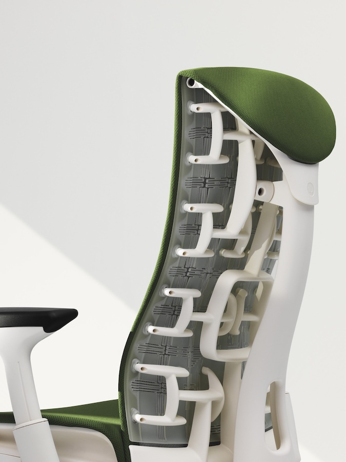 Herman Miller Embody chair, close-up of the Pixelated Support backrest