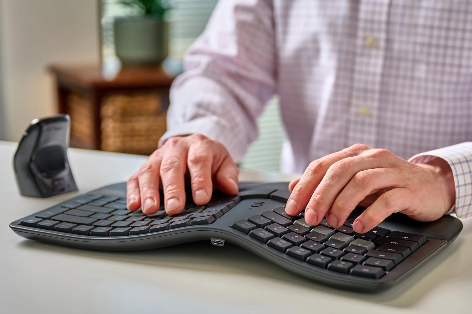 Kinesis mWave Mechanical Keyboard on a desk setup