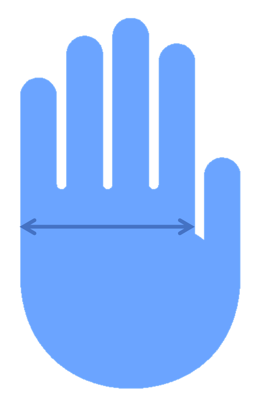 Hand width measurement guide for choosing Oyster Mouse Medium or Large