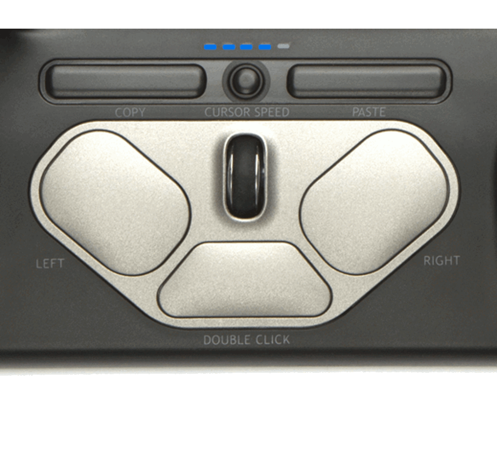 Animation showing the colour-coded cursor speed indicator on the RollerMouse Pro3