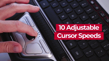 Animation showing the cursor speed control on the RollerMouse Red