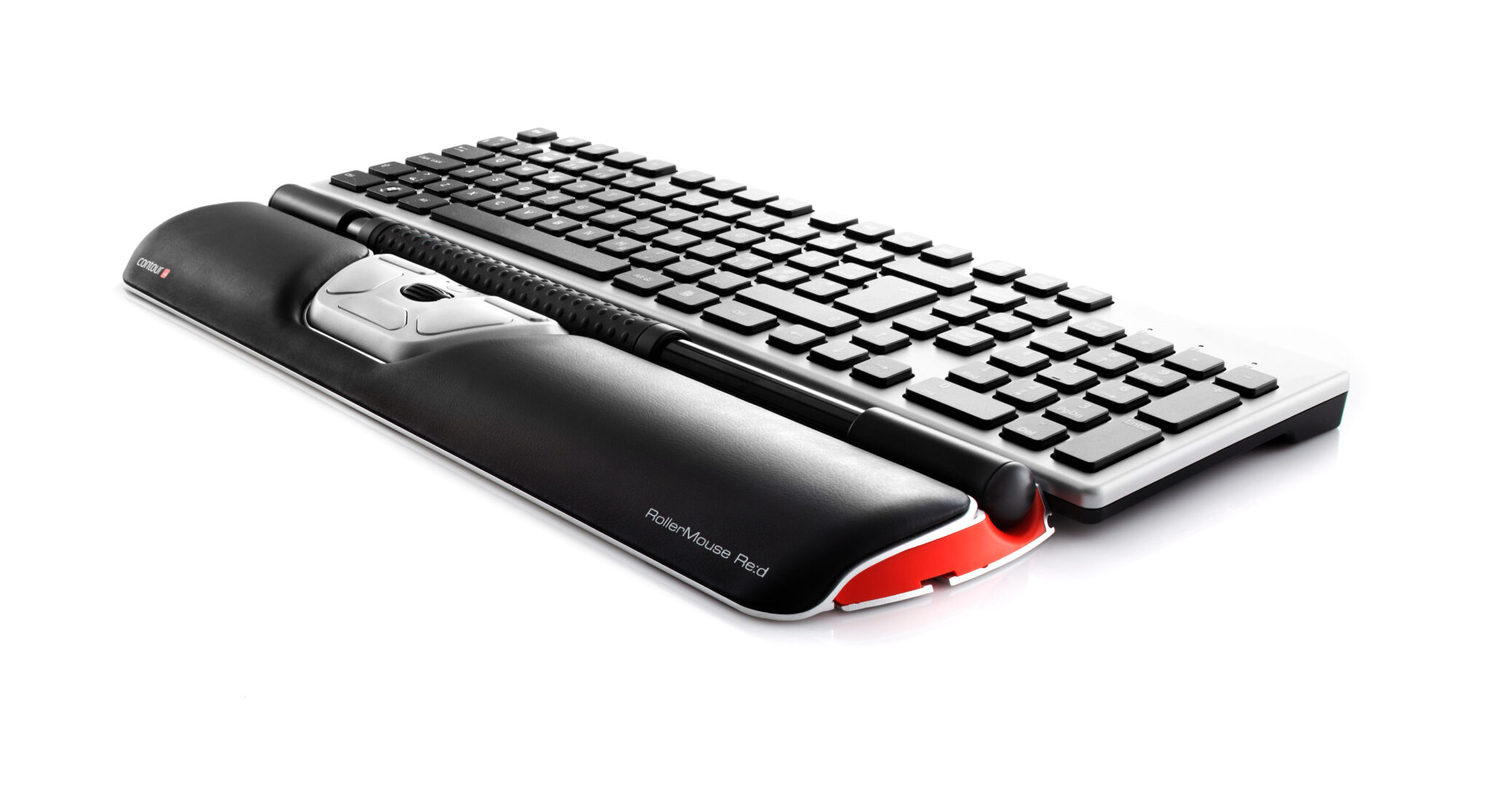 Ergonomic mouse and keyboard setup on a desk