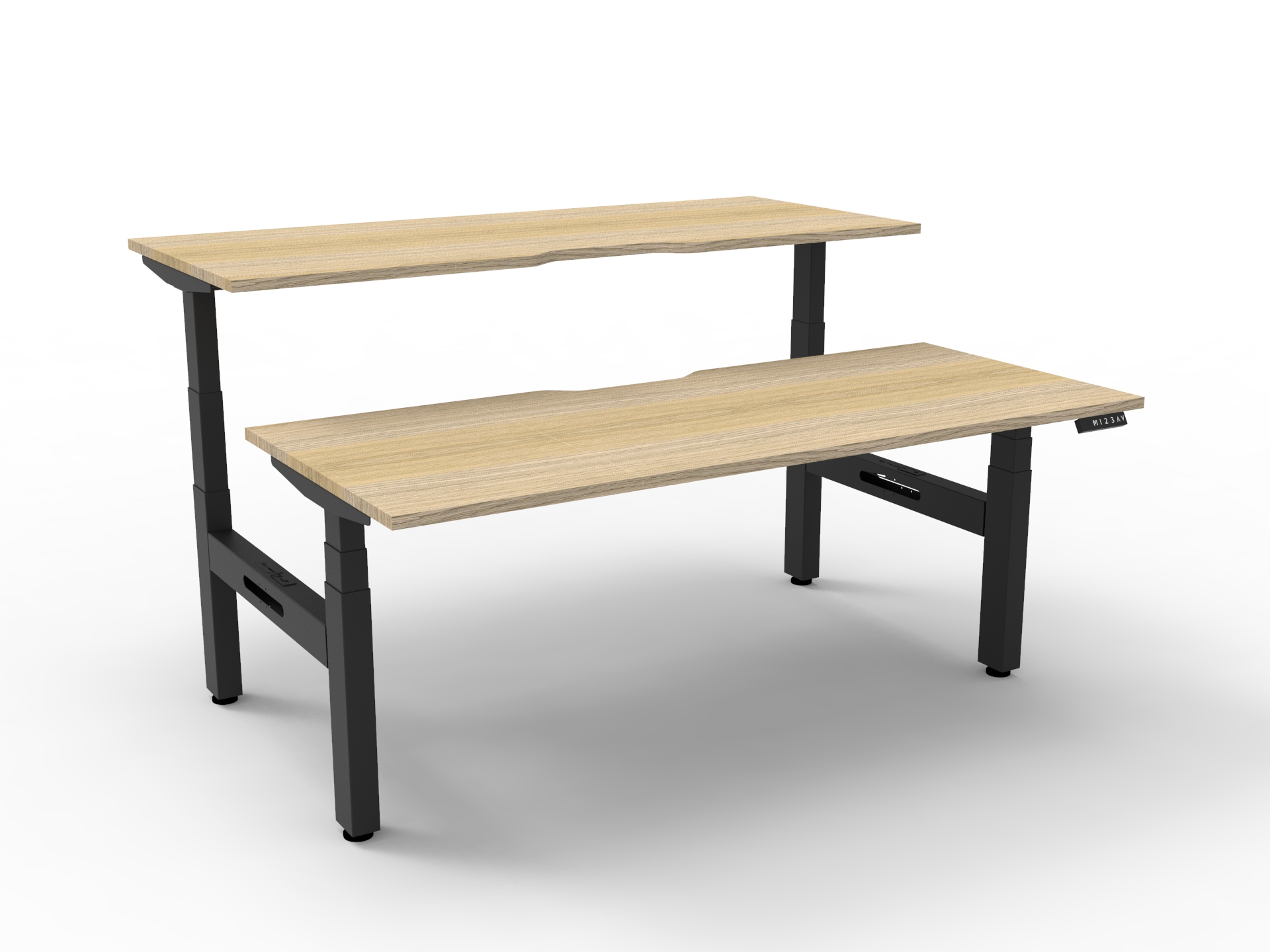 Rapidline Back to Back workstation, 1800mm, Natural Oak top, Black frame, without screen