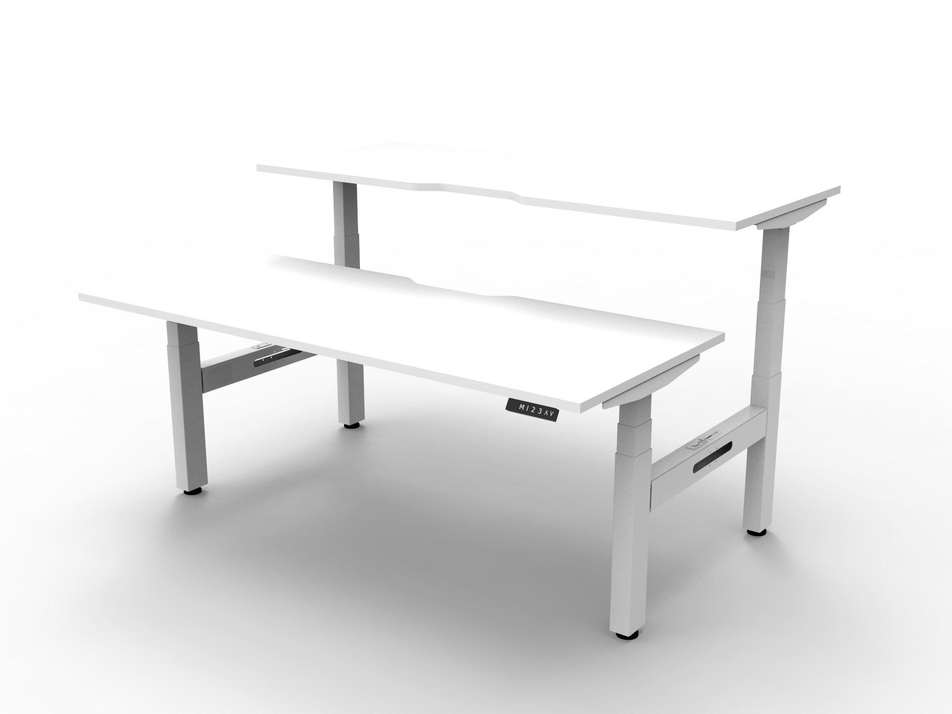 Rapidline Back to Back workstation, 1800mm, Natural White top, with Eco Panel screen fitted