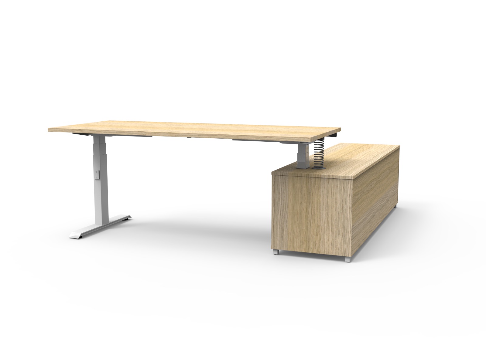 Rapidline Executive Desk, left-hand cabinet return, Natural Oak top, alternate angle