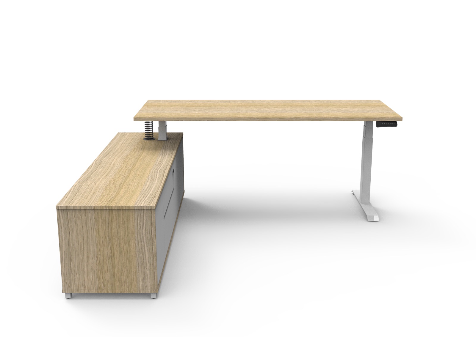 Rapidline Executive Desk, Natural Oak top, White frame
