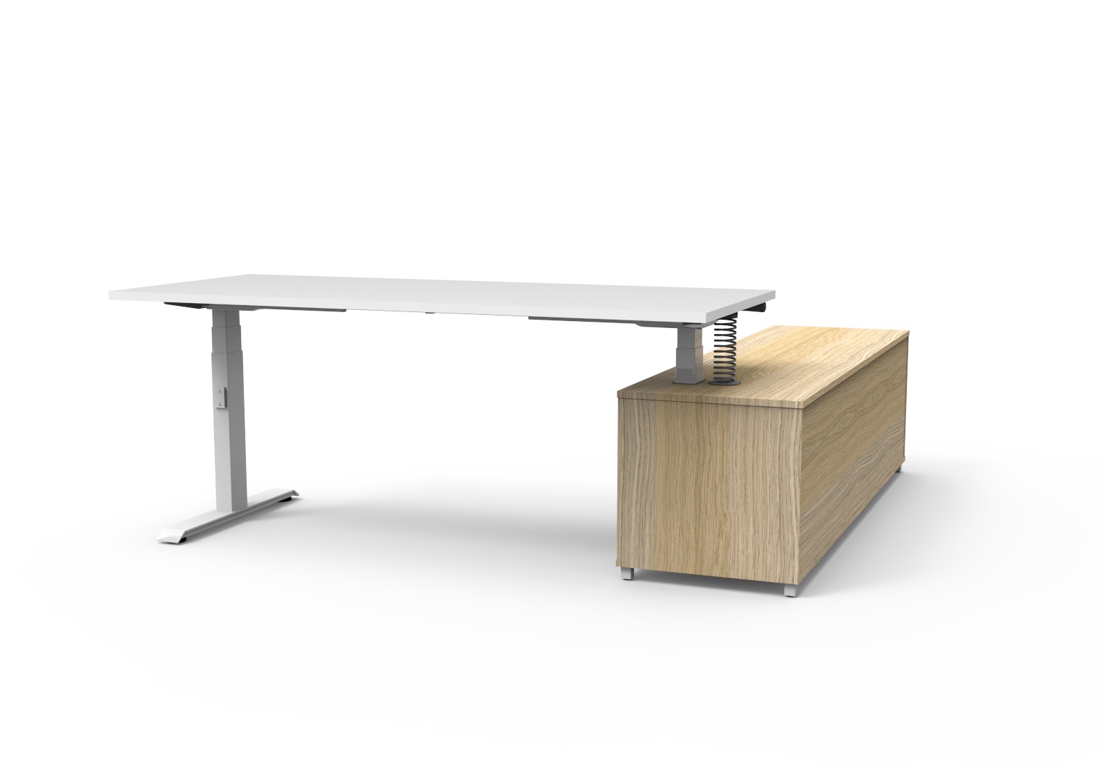 Rapidline Executive Desk, Natural White (laminate) top, White frame