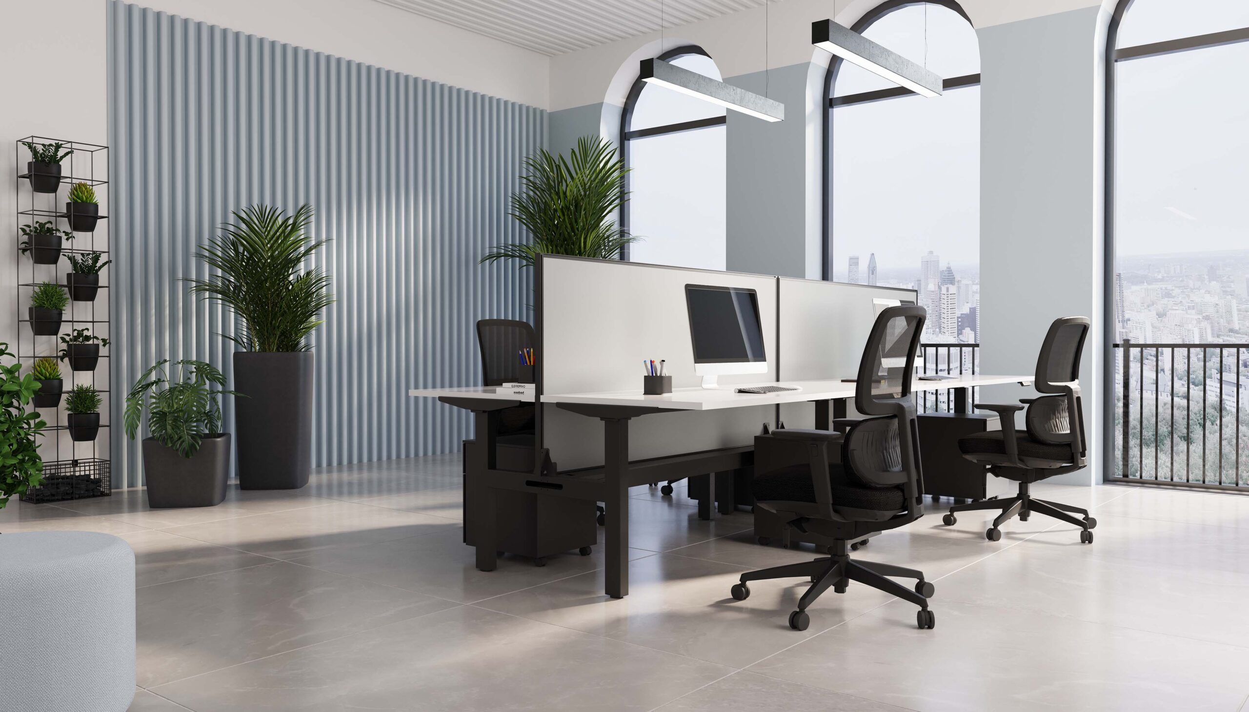 Rapidline Back to Back workstations in an office setting, alternate view