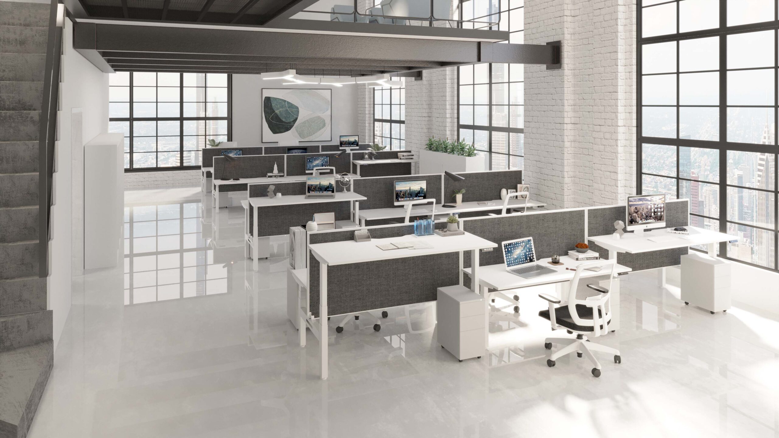 Rapidline Back to Back workstations in an office setting