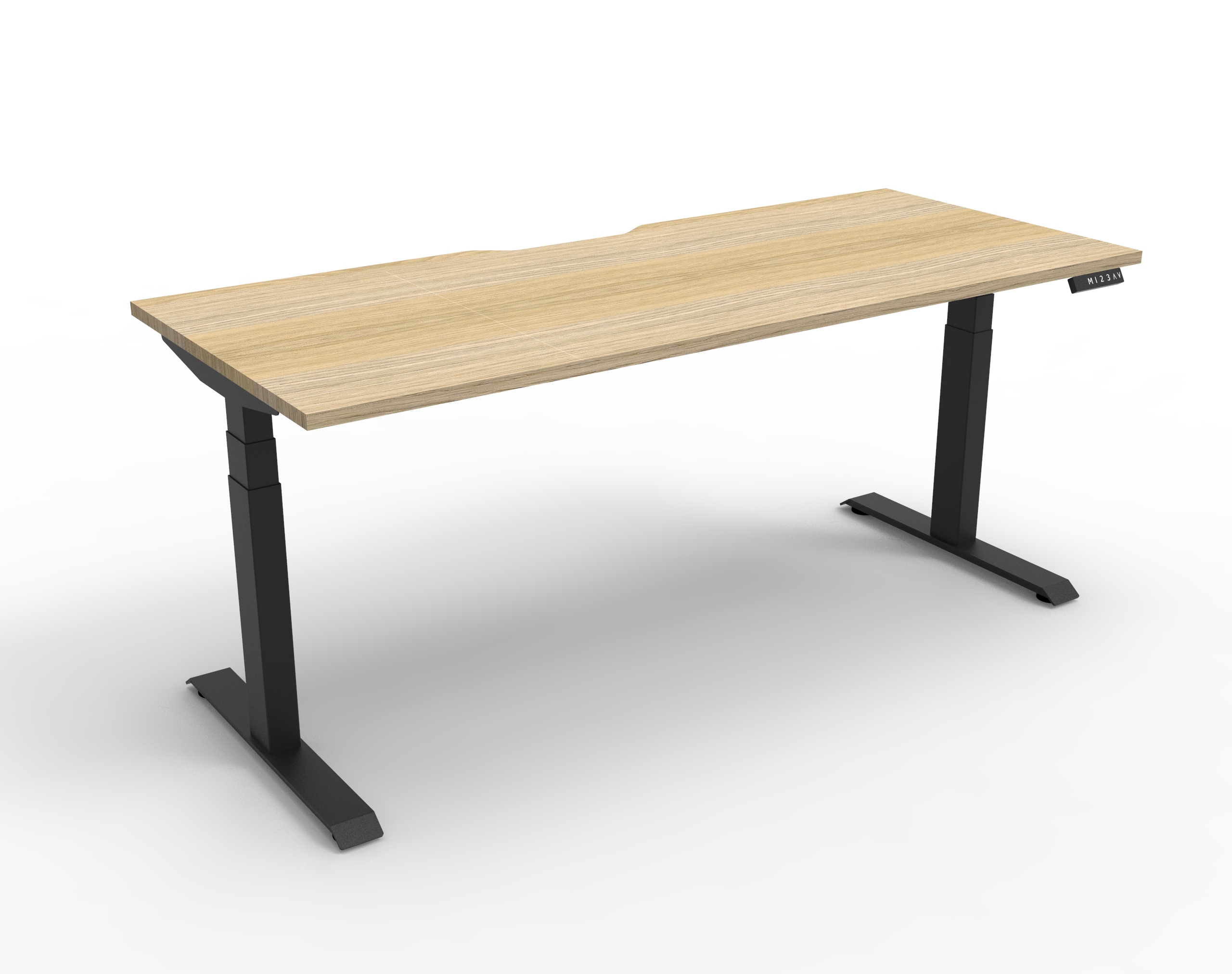 Rapidline Plus workstation, Natural Oak top, Black frame